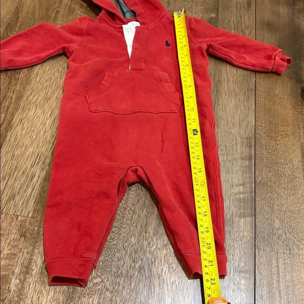 Ralph Lauren Baby Boys Hoodie. One-piece  Coverall 9 months. Warm. Red/ rust